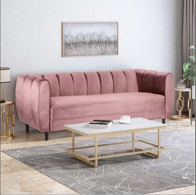 Wooden Curved Design Handmade Sofa | Sectional Lounger Chaise Lounge Couch Leatherette Sofa Dime Store