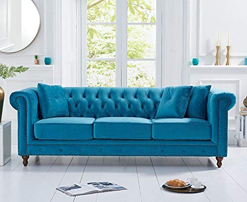 Wooden Furniture Velvet 3 Seater Leatherette Modern Chesterfield Sofa Couch Chaise Lounge Sectional Sofa for Living Room Office Guest Room Dime Store