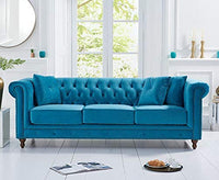 Thumbnail for Wooden Furniture Velvet 3 Seater Leatherette Modern Chesterfield Sofa Couch Chaise Lounge Sectional Sofa for Living Room Office Guest Room Dime Store