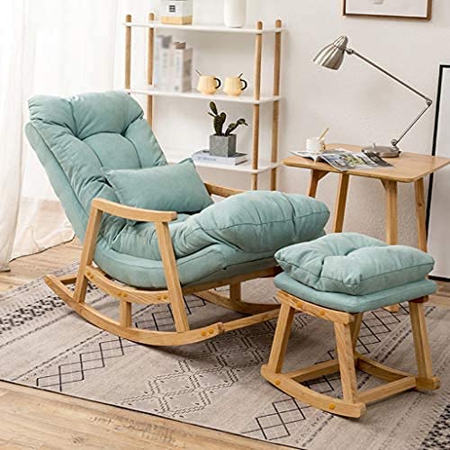 Wooden Rocking Chair with Stool | Easy Rolling Chair , Rest Chair Bedside Chair Leisure Backrest Chair with Footrest Dime Store