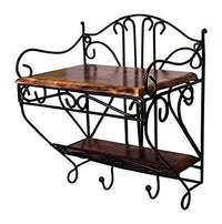 Thumbnail for Wooden and Wrought Iron Wall Mount Set Top Box Wall Shelf Stand Multipurpose Holder for Cable, WiFi Router, DTH or Modem Dime Store