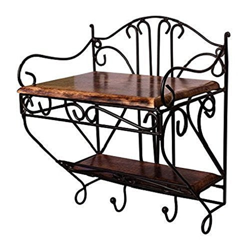Wooden and Wrought Iron Wall Mount Set Top Box Wall Shelf Stand Multipurpose Holder for Cable, WiFi Router, DTH or Modem Dime Store