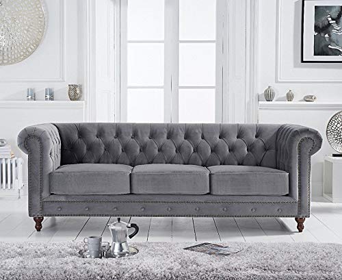 Wooden Furniture Velvet 3 Seater Leatherette Modern Chesterfield Sofa Couch Chaise Lounge Sectional Sofa for Living Room Office Guest Room Dime Store