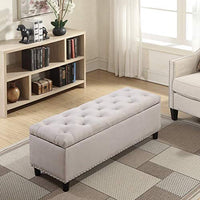 Thumbnail for Wooden 2 Seater Luper Tufted Storage Ottoman pouffes with Storage Bench for Living room | Entryway Bench for Hallway Dime Store