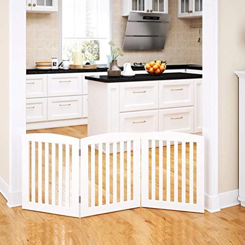 Wooden Pet gate for Safety | Baby Gate for Stairs | Step Over Fence for Stairs | Freestanding Pet Barrier Child Barrier | Gate for Stairs & Door Dime Store