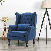 Thumbnail for Wooden Furniture Living Room Single Seater Armchair with Fabric Accent and Wingback and Solid Wooden Legs Dime Store