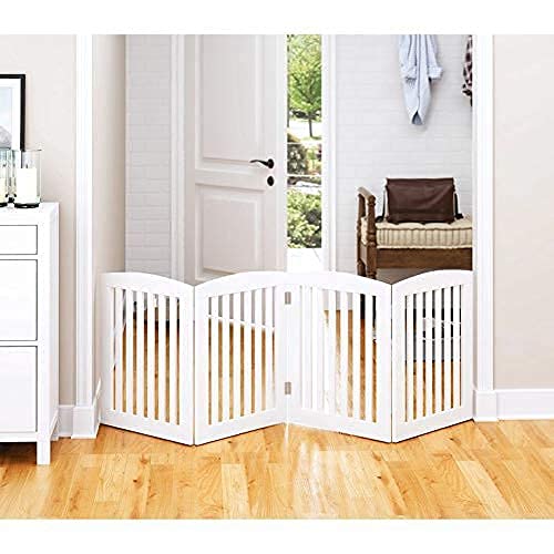 Wooden Pet gate for Safety | Baby Gate for Stairs | Step Over Fence for Stairs | Freestanding Pet Barrier Child Barrier | Gate for Stairs & Door Dime Store