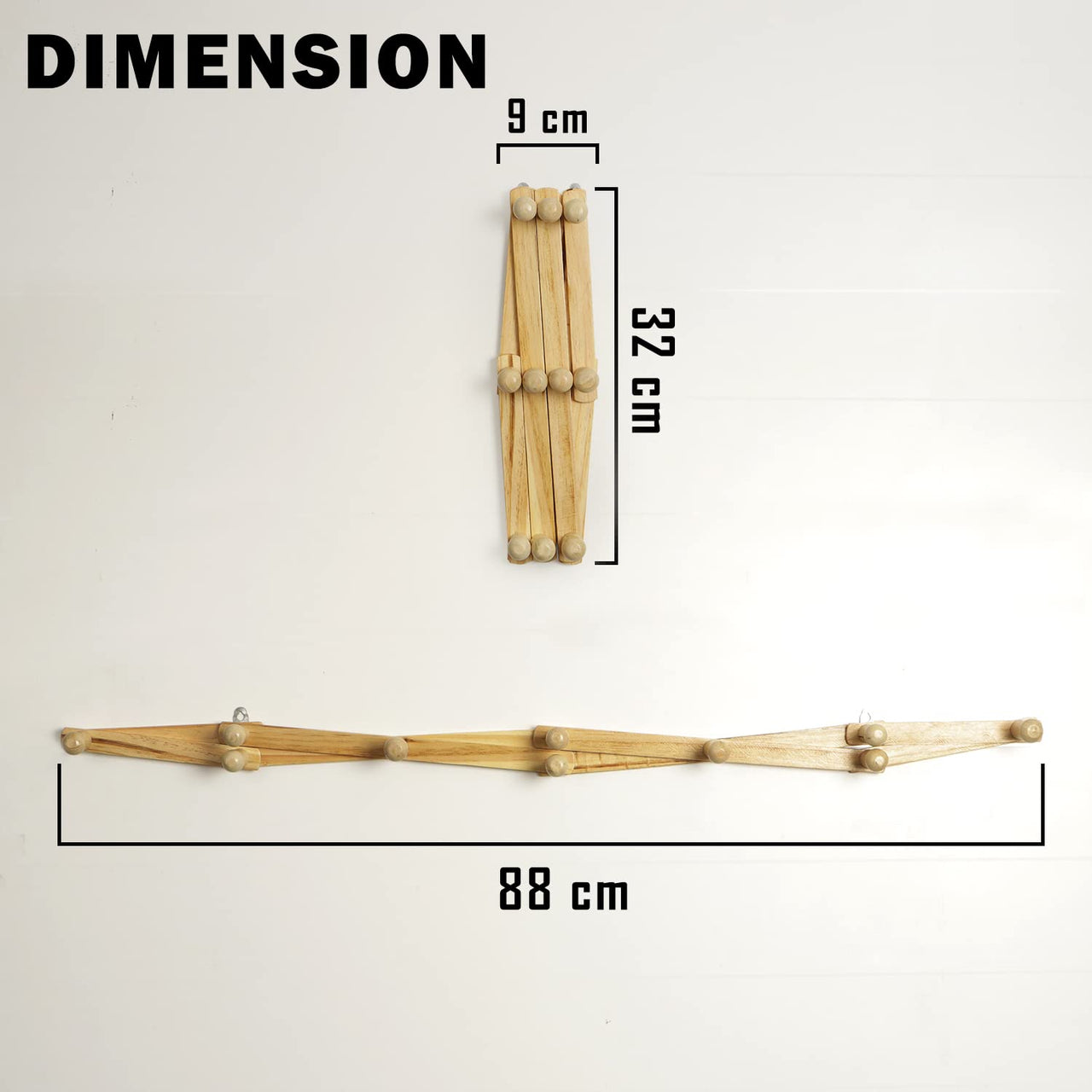 Wooden Expandable Peg Rack Wall Hanger Hooks for Cloths Key & Bathroom Hanger Home Decoration Dime Store