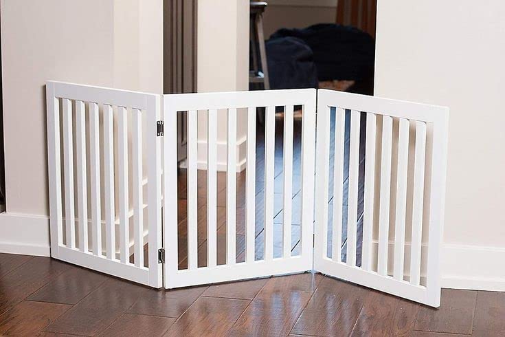 Wooden 3 Panel Fold-able Pet Gate Baby Fence Kids Safety Gate for The House, Doorway, Stairs Dime Store