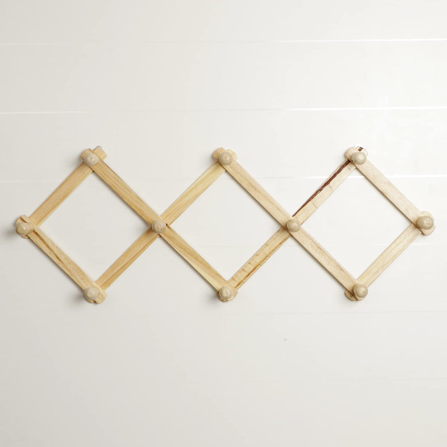 Wooden Expandable Peg Rack Wall Hanger Hooks for Cloths Key & Bathroom Hanger Home Decoration Dime Store