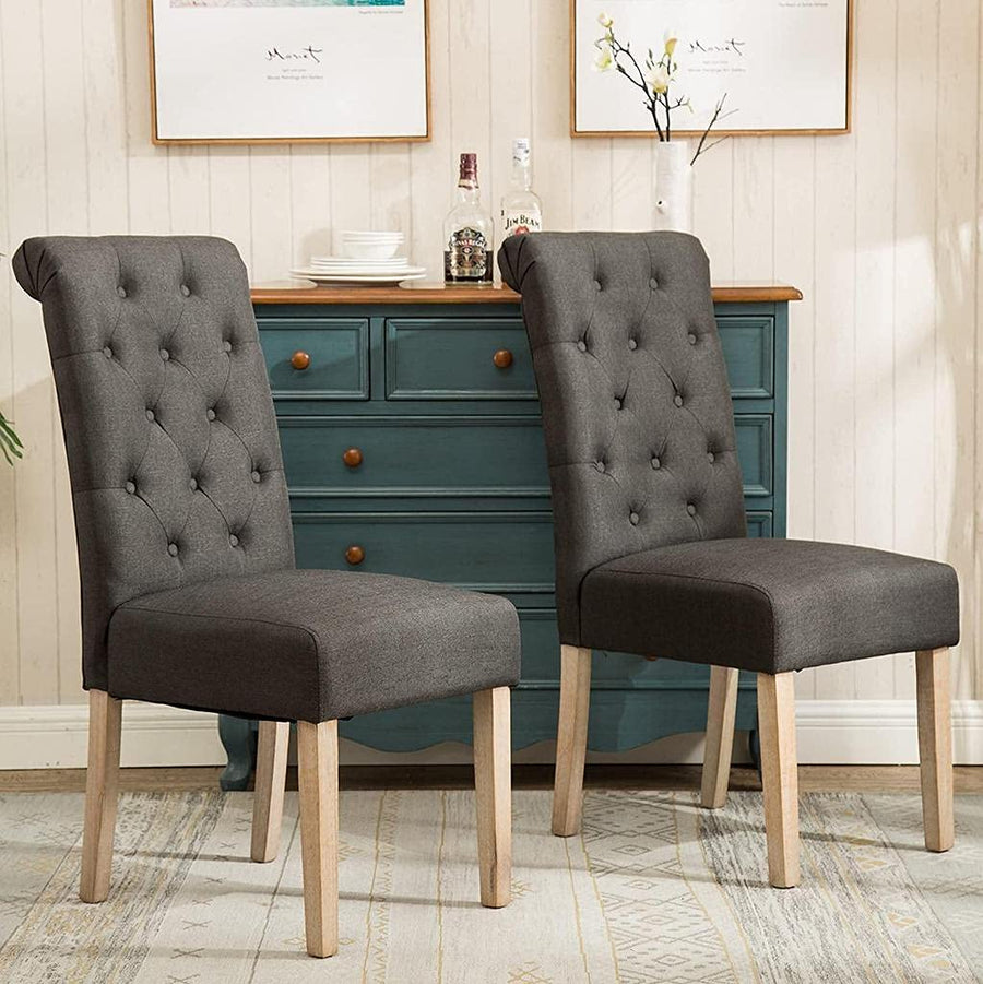 Wooden Handmade Button Tufted Teak Wood Wingback Chairs | Chair for Dining Table , Office Chair (Set of 2) Dime Store