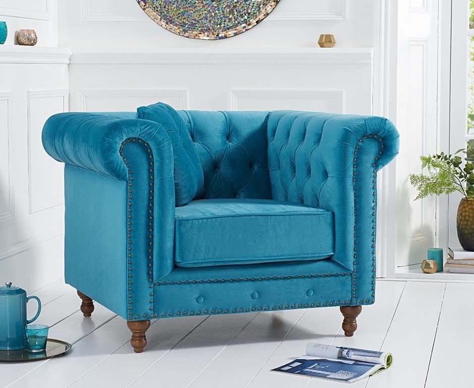 Wooden Modern Chesterfield Sofa for Living Room, Office Or Hallway, Single Seater Sofa for Bedroom Dime Store