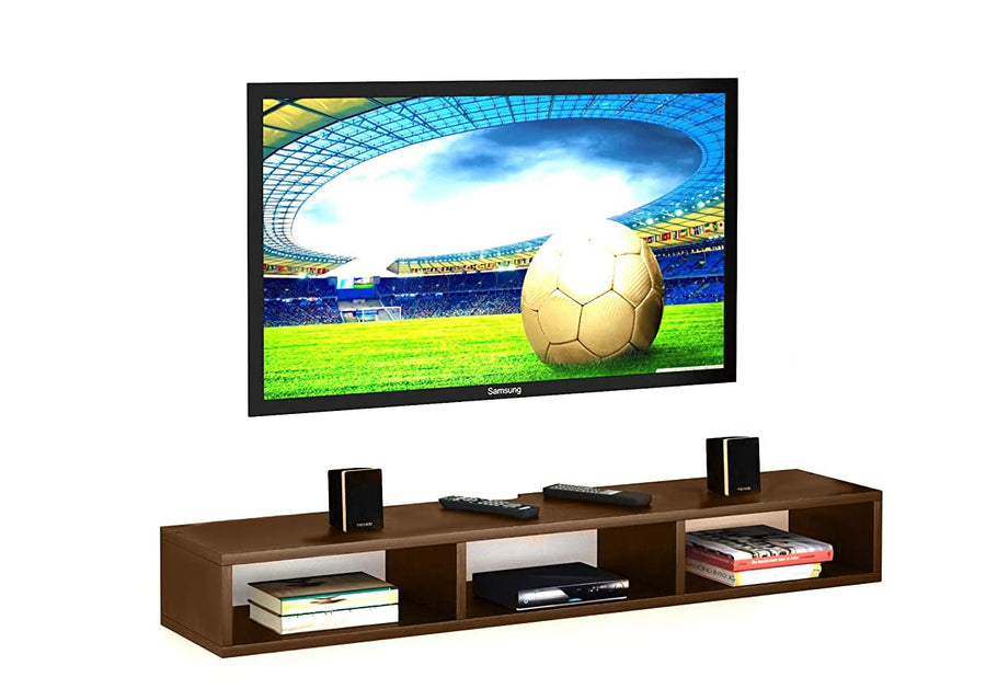 Dime Store Wooden Wall Mounted Floating TV Stand/TV Entertainment Unit/TV Cabinet with Rack for Set Top Box & Decorative Objects/TV Stand for Living Room (32x5x8 inch) Dime Store