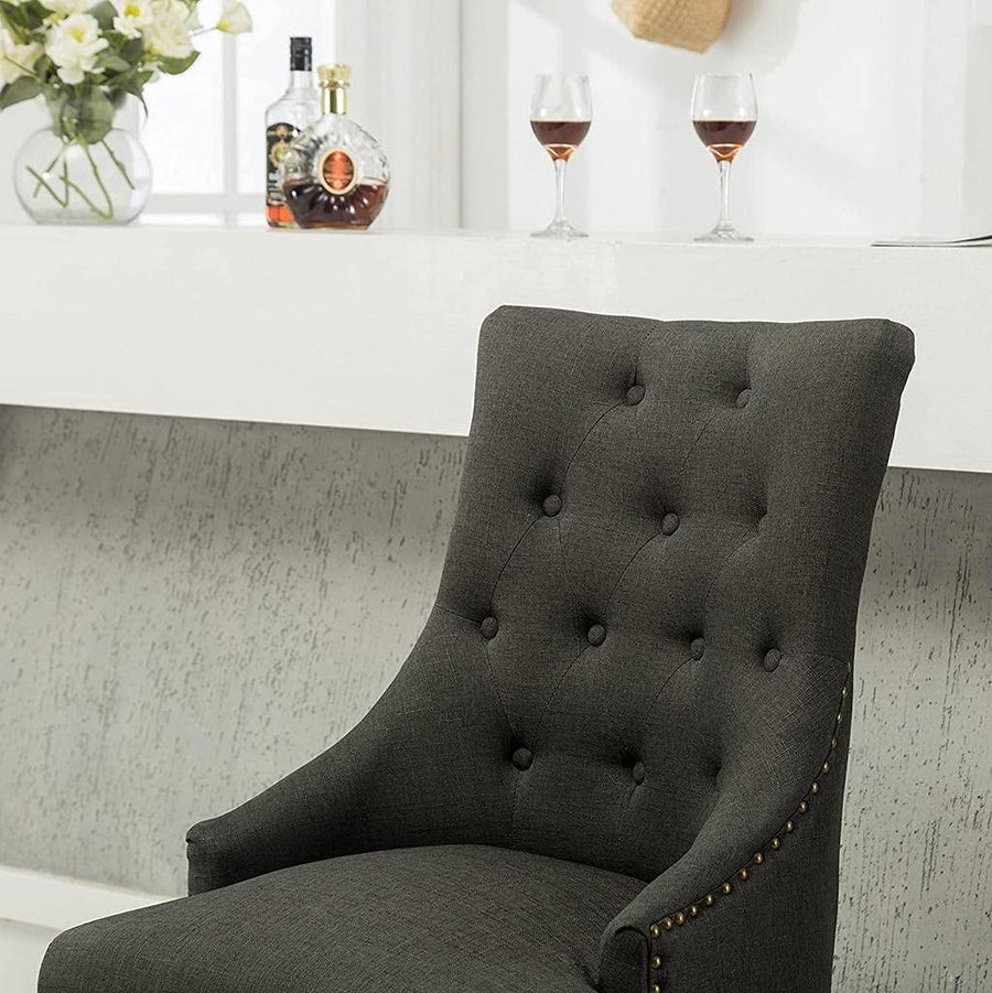 Wooden Office Chair Handmade Button Tufted Teak Wood Wingback Chairs , Chair for Dining Table Dime Store