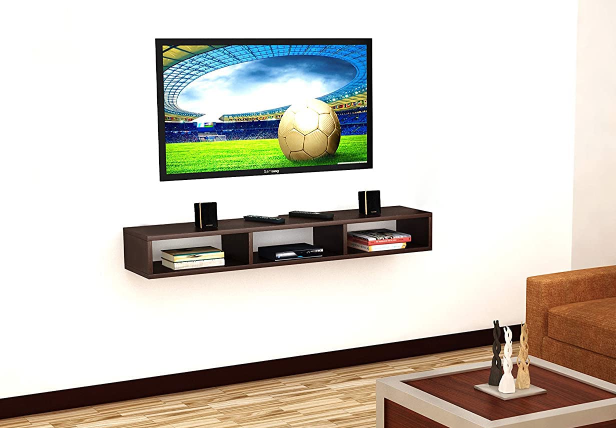 Dime Store Wooden Wall Mounted Floating TV Stand/TV Entertainment Unit/TV Cabinet with Rack for Set Top Box & Decorative Objects/TV Stand for Living Room (32x5x8 inch) Dime Store
