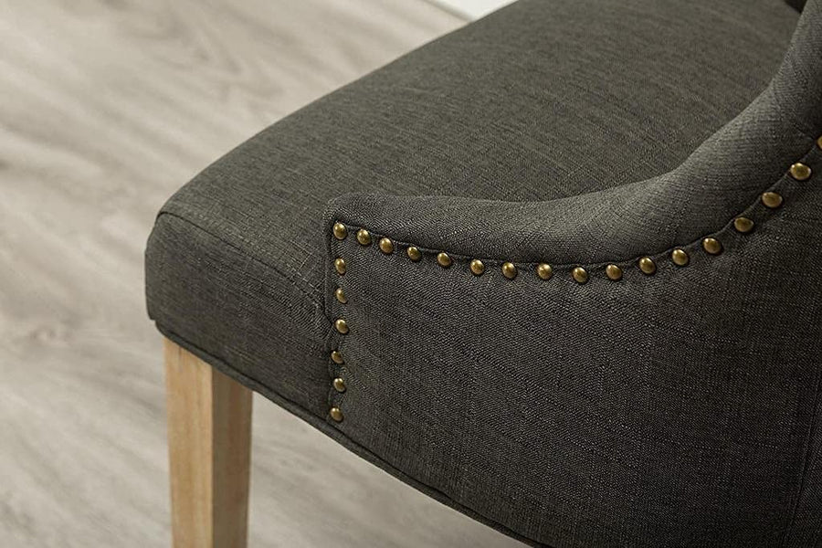 Wooden Office Chair Handmade Button Tufted Teak Wood Wingback Chairs , Chair for Dining Table Dime Store