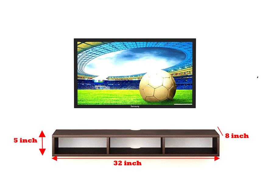Dime Store Wooden Wall Mounted Floating TV Stand/TV Entertainment Unit/TV Cabinet with Rack for Set Top Box & Decorative Objects/TV Stand for Living Room (32x5x8 inch) Dime Store