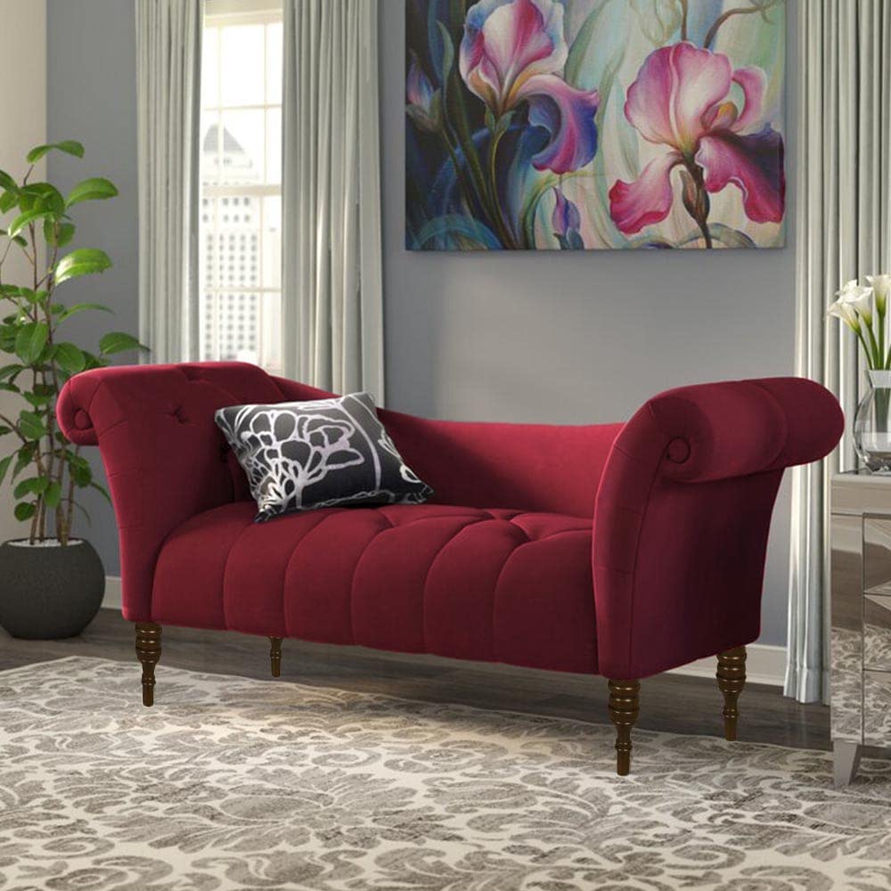 Wooden 2-Seater Settee Sofa Diwan Couch Chaise Lounge for Home and Living Room Dime Store