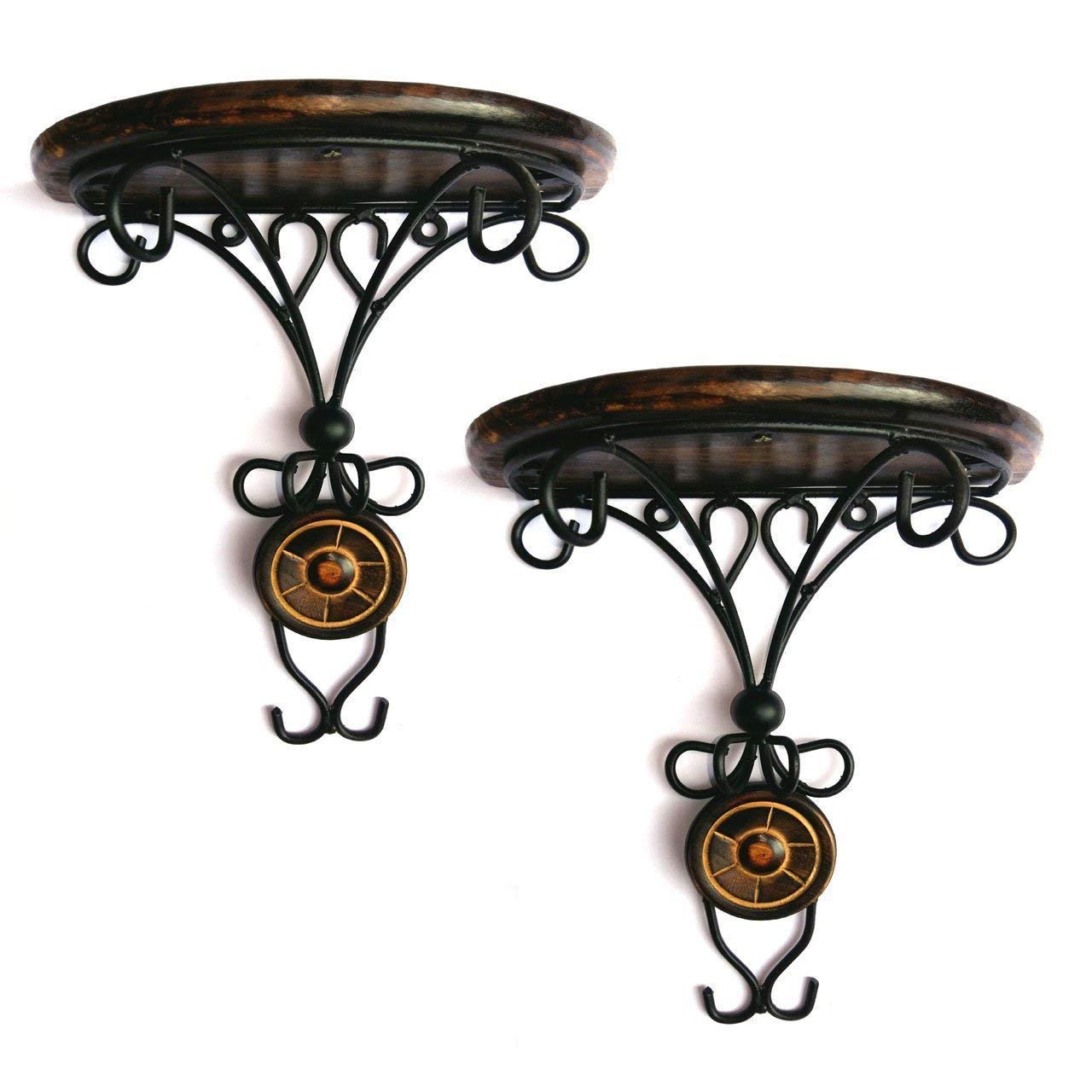 Wall Bracket & Wrought Iron Fancy Home Decor Items Rack / Floating Book Shelves for Living Room, Bedroom,Kitchen Corner Wall Shelf Dime Store