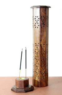 Thumbnail for Wooden Handmade Tower Incense Holder for Temple & Home , Incense Stick Box Holder Dhoop Stand Ash Catcher Decorative Handicraft Gift Dime Store