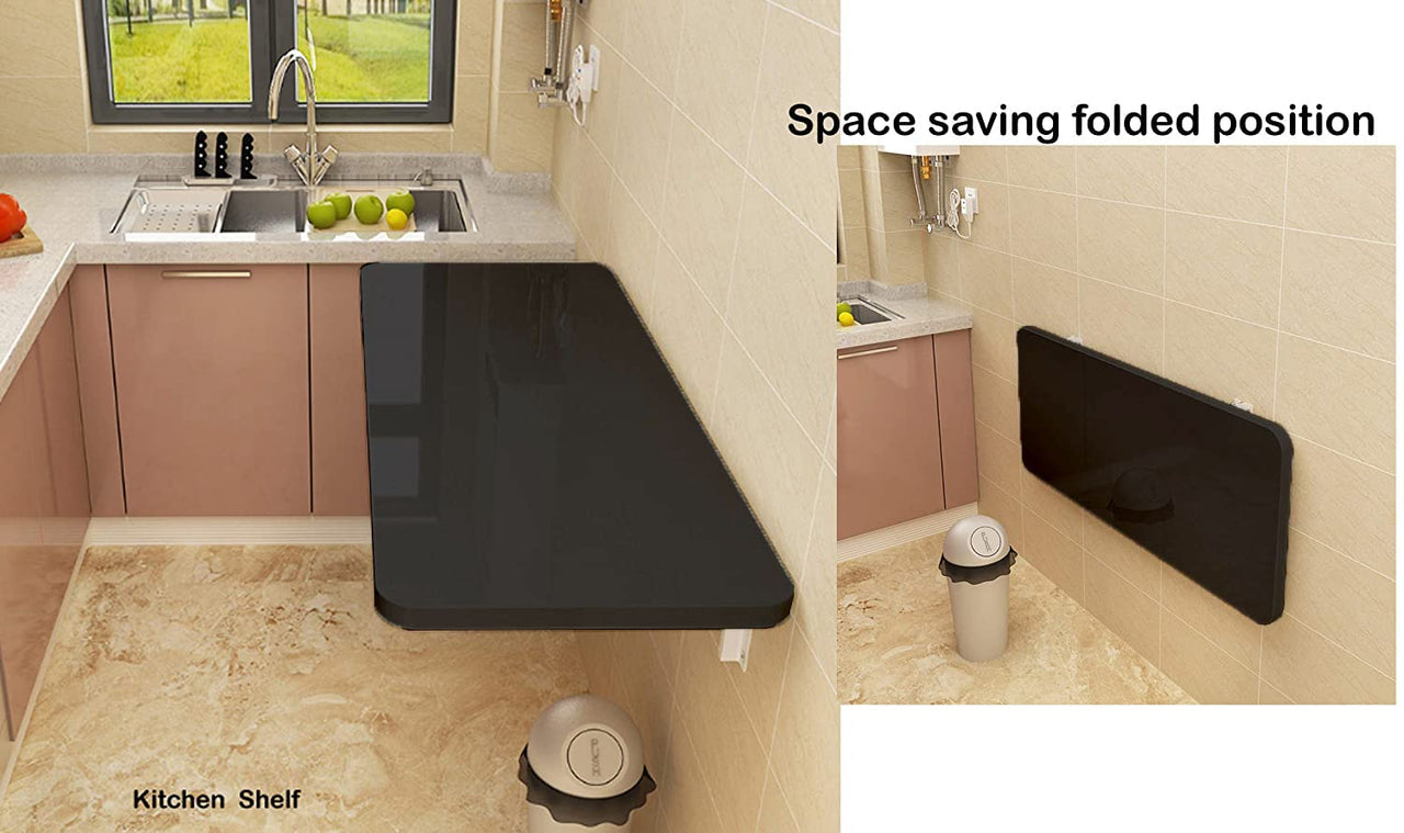Wall Mount Folding Table Wall Shelf with Wall Brackets | Study Table Computer Laptop Table Workstation Desk Dime Store