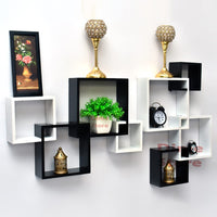Thumbnail for Wooden Intersecting Wall Mount Shelves | Wall Shelf for living Room, Wall Book ,Shelf Set of 8 Wall Decoration Dime Store