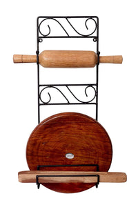 Thumbnail for Wrought Iron Chakla Belan Stand | Rolling Pin Board Holder | Lightweight Durable Wall Mount Kitchen Utensils Rack Dime Store