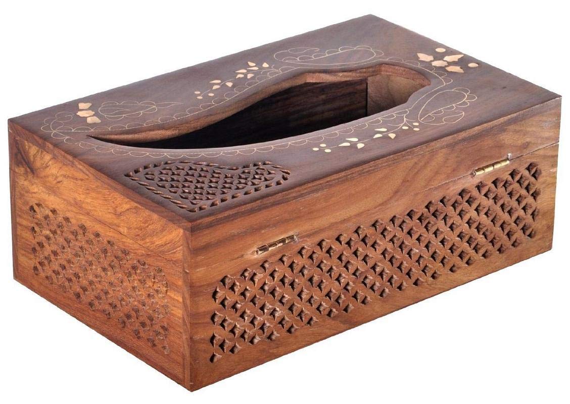Wooden Handmade Napkin Holder Square Tissue Holder for Restaurant. Hotels, Office & Home Dime Store