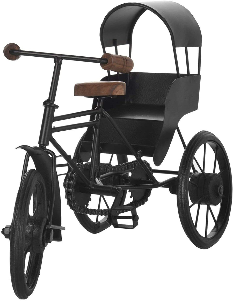 Antique Wood and Wrought Iron Mini Rickshaw , Toy Gifts Showcase Display Home Desktop Décor for living room Dime Store