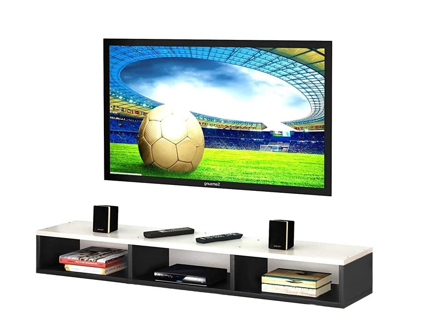 Dime Store Wooden Wall Mounted Floating TV Stand/TV Entertainment Unit/TV Cabinet with Rack for Set Top Box & Decorative Objects/TV Stand for Living Room (32x5x8 inch) Dime Store