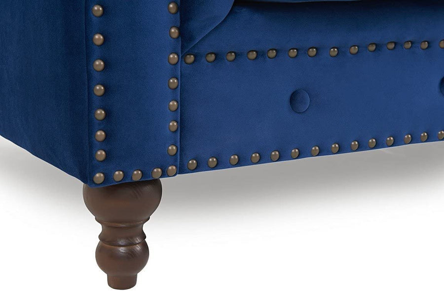 Wooden Furniture Velvet 3 Seater Leatherette Modern Chesterfield Sofa Couch Chaise Lounge Sectional Sofa for Living Room Office Guest Room Dime Store