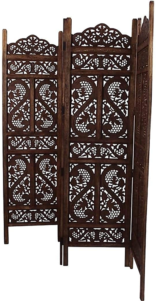 Wooden Partition for Living Room Wall Screen Room Divider , Portable Room Separator Traditional Handicrafts Screen Separator Dime Store