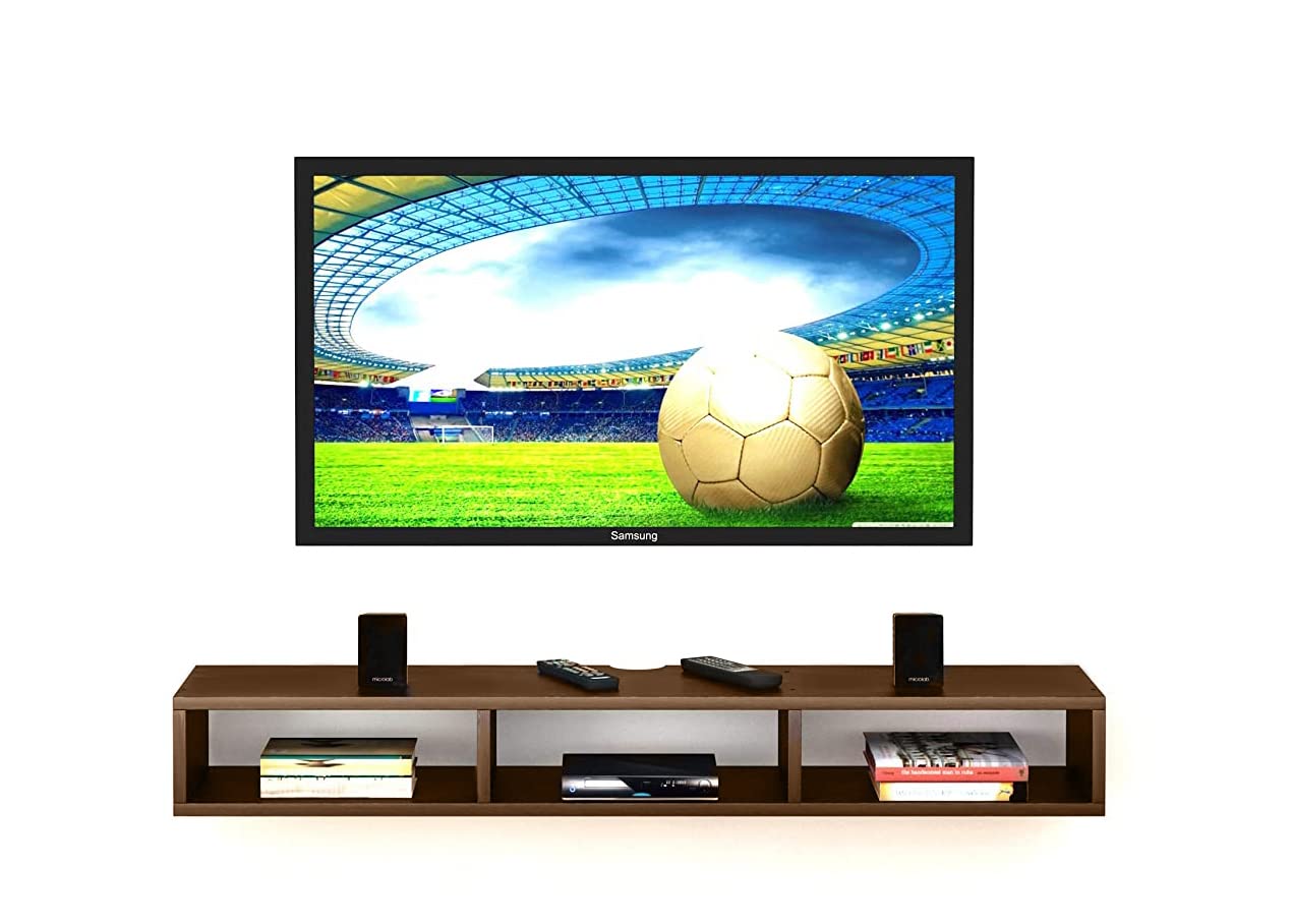 Dime Store Wooden Wall Mounted Floating TV Stand/TV Entertainment Unit/TV Cabinet with Rack for Set Top Box & Decorative Objects/TV Stand for Living Room (32x5x8 inch) Dime Store