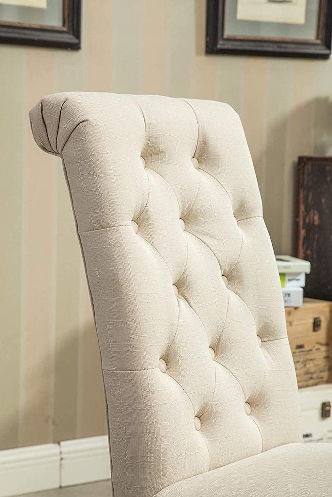 Wooden Handmade Button Tufted Teak Wood Wingback Chairs | Chair for Dining Table , Office Chair (Set of 2) Dime Store