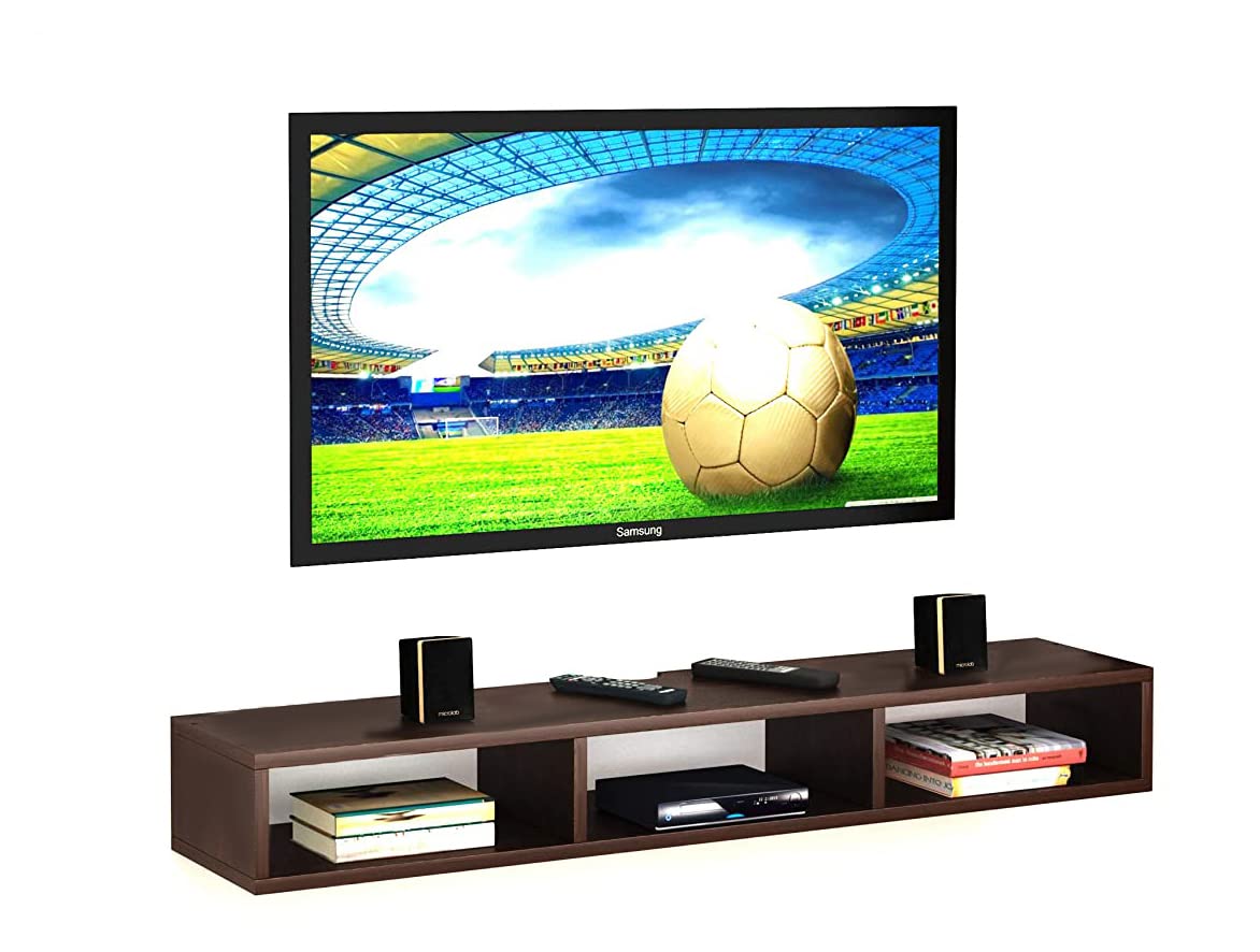 Dime Store Wooden Wall Mounted Floating TV Stand/TV Entertainment Unit/TV Cabinet with Rack for Set Top Box & Decorative Objects/TV Stand for Living Room (32x5x8 inch) Dime Store
