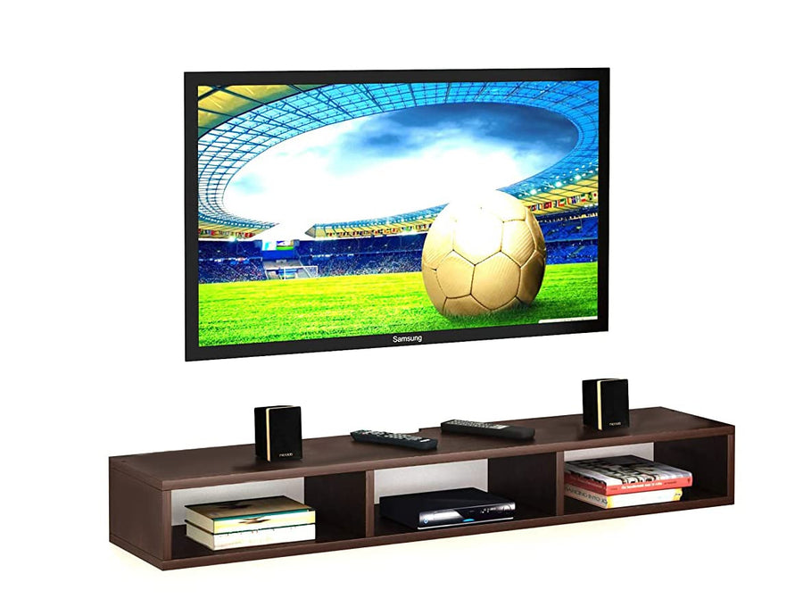 Dime Store Wooden Wall Mounted Floating TV Stand/TV Entertainment Unit/TV Cabinet with Rack for Set Top Box & Decorative Objects/TV Stand for Living Room (32x5x8 inch) Dime Store