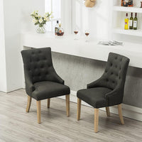 Thumbnail for Wooden Office Chair Handmade Button Tufted Teak Wood Wingback Chairs , Chair for Dining Table Dime Store
