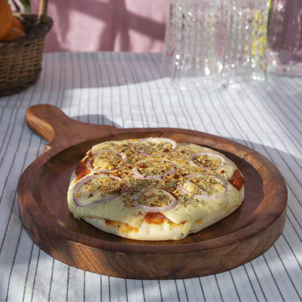 Wooden Handmade Pizza Serving Tray for Kitchen, Hotel & Restaurant | Platter for Kitchen, Wooden Pan Pizza Serve-Ware Dime Store