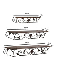 Thumbnail for Wrought Iron Wall Mount Bracket Shelf, Wall Shelf for Living room, Wall Rack for Office Home Decor Set of 3 Dime Store