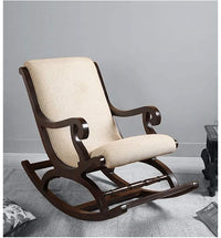 Thumbnail for Wooden Handmade Rocking chair with Cushion | Rolling Chairs , Easy chair for Bedroom | Chair for Livingroom & Grandparents | Foot Rest Pure Wood Chair Dime Store