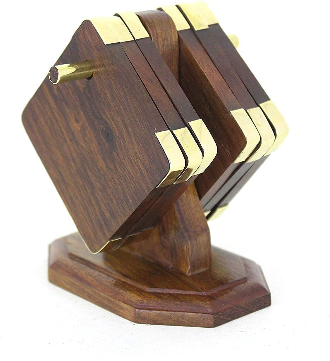 Wooden Stylish Coasters Set of 6 for Tea Cups/Coffee Mugs/Beer Cans/Bar Tumblers and Water Glasses, Dime Store
