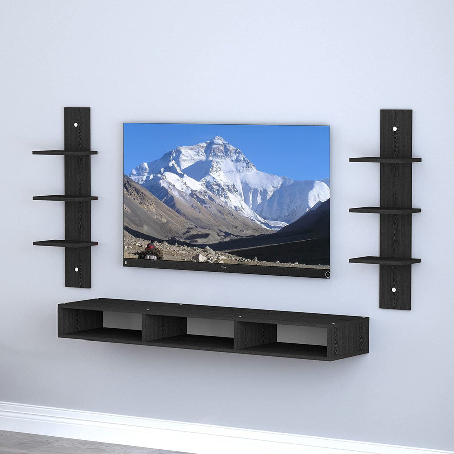 Dime Store Wooden Foldable Wall Mounted TV Unit, Cabinet, with TV Stand Unit Wall Shelf for Living Room Wall Set Top Box Shelf Stand/TV Cabinet for Wall/Set Top Box Holder for Home/Living Room Ideal for TV Dime Store