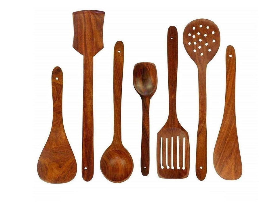 Wooden Serving and Cooking Spoons Set Kitchen Organizer Items Kitchen Accessories Items Dime Store