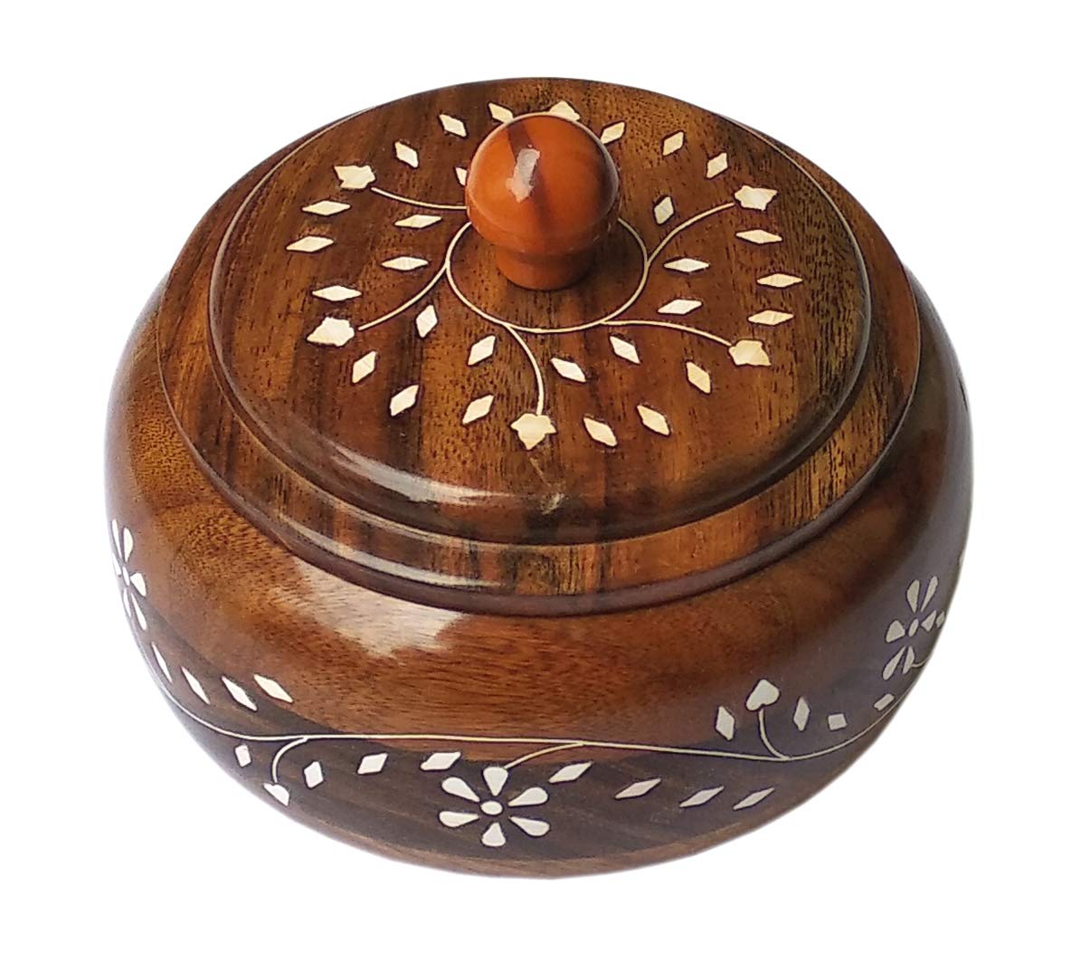 Handicraft Sheehsam Wood Dry Fruit Box for Food Storage, Spice Box, 4 Compartment Masala Box for Kitchen Dime Store
