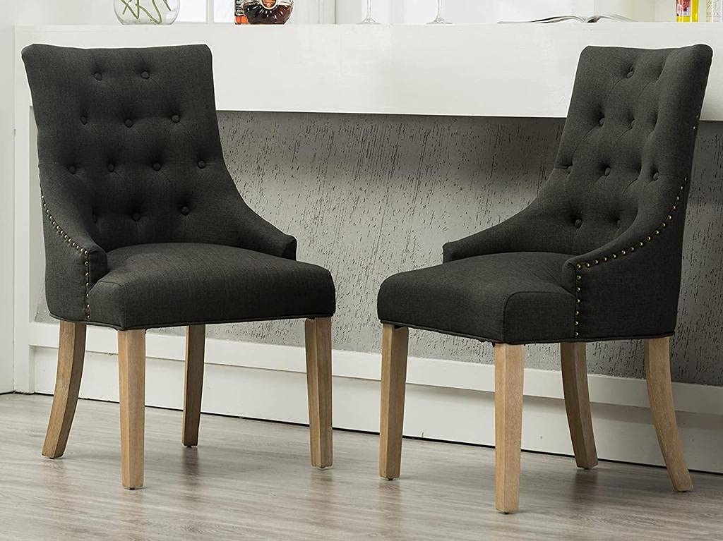 Wooden Office Chair Handmade Button Tufted Teak Wood Wingback Chairs , Chair for Dining Table Dime Store