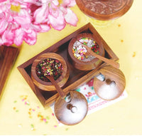 Thumbnail for Wooden Handmade Spice Holders Supari Saunf Container Set Dry fruit Box Masala Container Mukhwas Tray Set , Spice Rack Dime Store