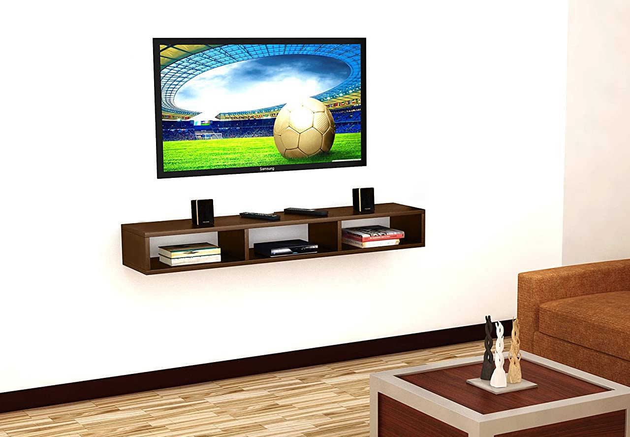 Dime Store Wooden Wall Mounted Floating TV Stand/TV Entertainment Unit/TV Cabinet with Rack for Set Top Box & Decorative Objects/TV Stand for Living Room (32x5x8 inch) Dime Store