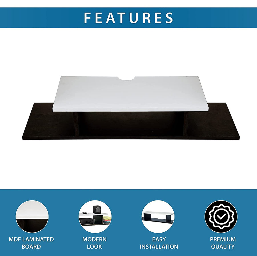 Dime Store Set Top Box Holder/Set Top Box Stand for Wall Mount Wall Shelf TV Unit Stand (Dual Tone, Black and White) Dime Store