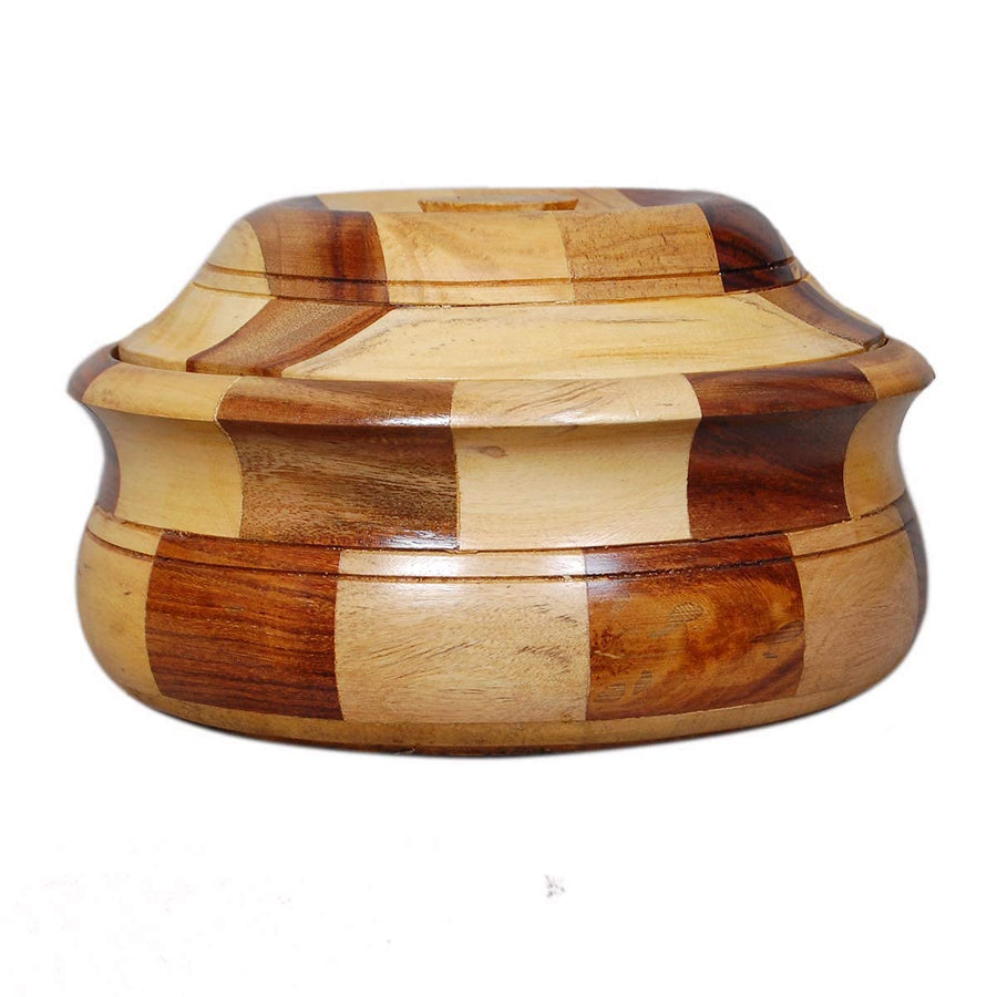 Wooden Casserole / Chapati Box for Kitchen , Hotpot Roti Box | Serving Casserole Set | Hotpot for Chapati | Dining Table Decoration Item Dime Store