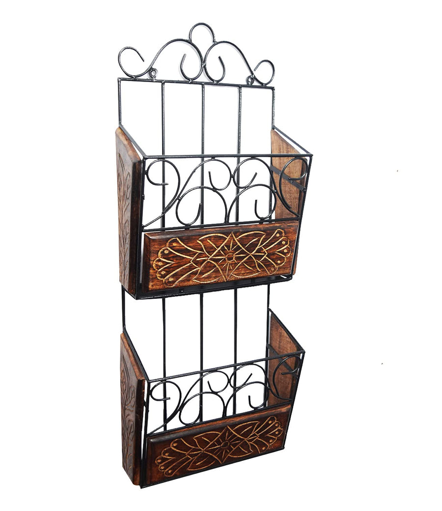 Wrought Iron Wall Mount Magazine Holder for Home | Newspaper, Book Holder Multipurpose Basket Organizer for Home Dime Store